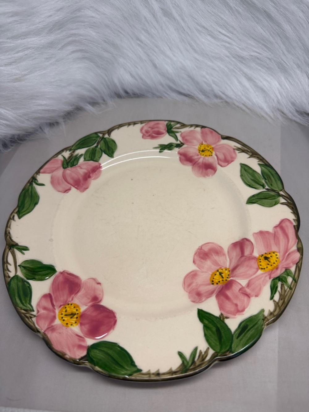 Franciscan Desert Rose Hand-Painted Pink Floral Ceramic Dinner Plate